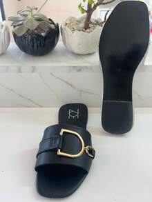 sandalias planas multifuncionales  Playa  Fiesta    Hebilla      Casa  primavera verano - Negro - Ver 4