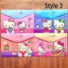 Sanrio 4 قطع/مجموعة حقيبة مستندات لهالو كيتي للطلاب والمعلمين بحجم A4 بتصميم كرتوني من أنمي، مناسبة لتخزين الملفات والأوراق الرسمية ( قد تكون بعض الأجزاء عشوائية)، ضروريات العودة إلى المدرسة