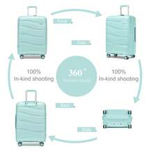 Suitcase 14 20 24 28 Inch Cabin Carry On Check In Lightweight PP Hard Shell Travel Luggage Set TSA Lock Spinner Wheels Single Holiday Business Family - Light Green - View 4