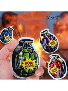 20-50-100 piezas Juguetes novedosos de granada de mano que explotan de forma divertida, bomba de humo falsa realista y colorida con sorpresa de explosión ruidosa - Multicolor - Ver 2