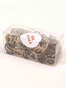 1 Box Of 300pcs Coffee Color Disposable Small Hair Ties For Women, Portable Elastic Hair Accessories For Spring & Summer - Multicolor - View 3