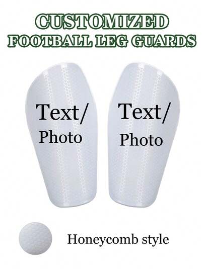 SRH 1 par de espinilleras personalizadas con patrón de panal, superficie plana ligera y duradera de PE con textura misteriosa de panal, respaldo de cojín de EVA para comodidad y ajuste, equipo de entrenamiento de fútbol ideal para atletas, gran accesorio de fútbol personalizado y regalo de vacaciones para adolescentes, familia y amigos