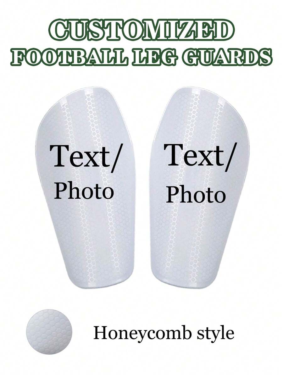 SRH 1 Pair Customized Honeycomb Pattern Shin Guards, Lightweight And Durable PE Flat Surface With Mysterious Honeycomb Texture, EVA Cushion Backing For Comfort And Fit, Ideal Football Training Gear For Athletes, Great Personalized Football Accessory And Holiday Gift For Teens, Family And Friends