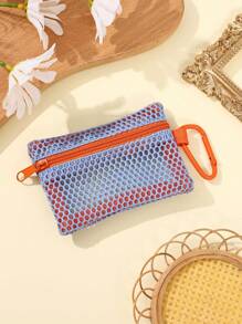 Miniaturowa kosmetyczka z siateczki na zamek błyskawiczny, dostępna w wielu kolorach, wygodna portmonetka na monety, etui na klucze, etui na karty i szminkę