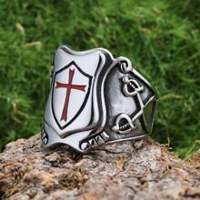 1 Piece Waterproof Antique Silver Stainless Steel Bike Punk Cross Ring For Man