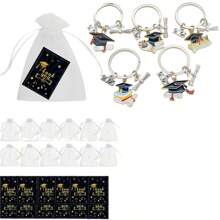 5 Stücke /10 Stücke 2025 Abschluss Schlüsselanhänger Set - Legierung, stilvolles Geschenk für Frauen mit Kappen- & Diplom-Charms, "GRADUATE" Inschrift, ideal für Rucksäcke, Autoaccessoires, Taschenanhänger, Schule