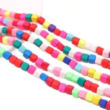 60pcs 6mm Soft Clay Square Beads Handmade Bracelet Necklace Jewelry DIY Accessory Material Kit, Colorful Beading Supplies