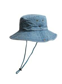 1pc Men's New Solid Color Patchwork Brim Washed Vintage Fishing/Hiking Hat, Outdoor Sun Protection Hat For Daily Wear