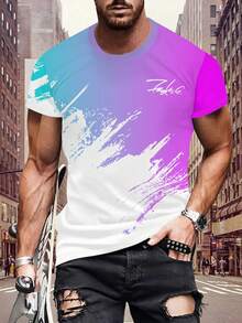 Áo thun nam tay ngắn in 3D phối màu đen trắng, kiểu dáng thường ngày, thích hợp mặc ngoài trời mùa hè (Trung Đông) - Nhiều màu - Xem 2
