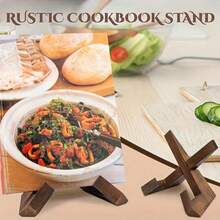 A Rustic-Style Wooden Recipe Rack, A Hands-Free Kitchen Recipe Bookcase, With A Sturdy Solid Wood Recipe And Tablet Holder To Keep Recipes Open, Perfect For Cooking And Baking On A Farmhouse Kitchen Countertop. - Multicolor - View 5