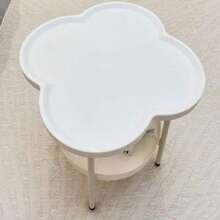 طاولة صغيرة بطابقين أبيض، طاولة جانبية، طاولة صالة, أنيقة وجذابة باللون الأبيض, مناسبة للاستخدام داخل المنزل وخارجه في غرف المعيشة والطعام والنوم والصالات