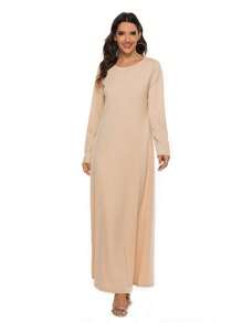 New Arab Women's Muslim Basic Style, Long Sleeved With Summer Dress Inside, Abaya Women's Party Dress, Long Skirt, Modest
