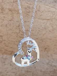 1 pieza Collar con dije en forma de corazón de alpaca linda, crystal falso, apto para uso diario y regalo de cumpleaños