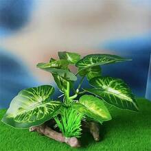 Imitation Driftwood Aquarium Decoration Set | Terrarium/Aquarium Dual-Use Decor | High-Density Plastic Plants + Lifelike Driftwood Integrated Design | Turtle Hideout/Small Fish Shelter | Realistic Turtle Shell Texture & Natural Water Leaf Shape | Suitable For Planted Tank/Micro Landscape/Lizard Habitat | Submerged & Stable, Low-Maintenance Decor For Slouchy People - Multicolor - View 13