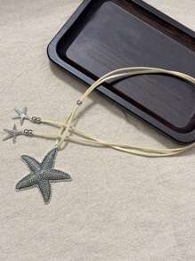 New Starfish Symbol Beach Necklace For Women, Minimalist Retro Boho Style Necklace