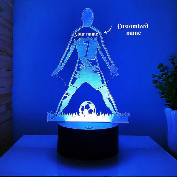 1 Stück personalisierte Fußball Nachtbeleuchtung mit 3D Text/Name, Touch-Steuerung 7-Farbwechsel dekorative Lampe, ideal als Geburtstags-/Feiertagsgeschenk für Sportfans