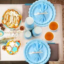 350 Plates And Napkins, 50 Guest Spring Party Supplies Include Paper Plates Napkins Cups Plastic Spoons - 淺藍色 - 查看 4