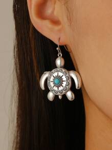 1 par de pendientes con diseño de tortuga para mujer, joyería de moda delicada y linda, regalo de cumpleaños u ocasiones festivas adecuado para uso diario y reuniones