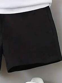 Tenue d'été décontractée pour garçons - T-shirt imprimé lettres et shorts, tissu mélangé élastane, lavable en machine, convient pour le port extérieur