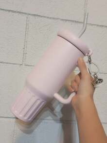 Thermal Cup Premium Thermal Bottle 1200 ML 1.2L Stainless Steel With Lid, Straw And Key Ring - Rosa bebe c/borracha cinza - 查看 2