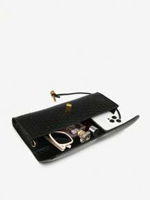 SIA Women's Vintage Minimalist Faux Woven Texture Angola Red Vintage Lock Flap Long Capacity Clutch Handbag, Shoulder Bag Suitable For Evening Party, Daily Matching, Best Choice Elegant Bag For Bridal Shower