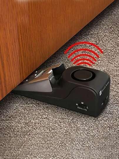 1Pc Mini Wireless Alarm Door Stop Alarm 120dB Great For Home Wedge Shaped Stopper Alert Security System Block Blocking System(Own 9v Battery Required)