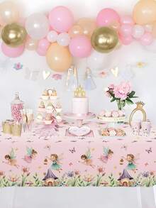 1 pièce Nappe de table de fête de jardin de fées enchantées, nappe de table jetable thème fée fleur en PVC, décoration de fête d'anniversaire, babyshower, mariage, décoration de table de fête à la maison, vacances, décorations de fée fleur, décoration de salle à manger de style ferme, décoration de cuisine