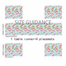 1pc/5pcs/7pcs Floral Art Print Polyester Table Runner With 6pcs Placemats - Polyester, Rectangle, Holiday Table Decor Cloth Runners, Home Decoration, Kitchen Dining Table Decor, Room Decor, Table Runners