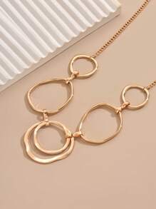 1pc Elegant Minimalist Hollow Circle Pendant Necklace For Women, Suitable For Everyday Wear, Vacation