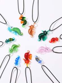 1pc Multicolor Hand-Painted Glazed Ceramic Marine Life Seahorse Pendant Necklace, Suitable For Daily Wear, Beach Vacation, Parties, And Romantic Gift For Valentine's Day