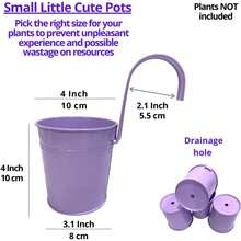 Railing Planter 10 Pack, 6 Inch Hanging Flower Pot Black, Outdoor Large Metal Iron Fence Bucket, Balcony Garden Wall Deck Porch Patio Rail Decor Hanger Hook Farmhouse Balcony 6'''' (15cm) - Purple - View 2