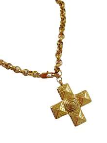 Collares de declaración con cruz ondulada, collares de acero inoxidable para mujer, joyería vintage de acero inoxidable gruesa que no se mancha - Dorado - Ver 5