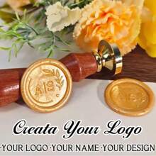 1 Stück individuelle Wachssiegel Stempel mit Griff für Hochzeitseinladungen, personalisierter Geschenk-Wachssiegel-Stempel-Set mit Initialen, individueller Logostempel, Wachssiegel-Set