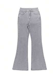GILIPUR Jeans de lazo de corte de bota Y2K para mujer, unicolor, ajuste ceñido, cintura elástica, versátil, de vuelta al colegio