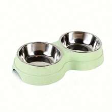 Bols doubles en acier inoxydable pour chiens et chats - base antidérapante - parfaits pour la nourriture et l'eau - faciles à nettoyer