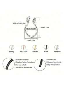 1/3/5Pcs Women's Fake Septum Nose Ring Stainless Steel Hoop Faux Lip Ear Nose Septum Ring Punk Non Piercing Clip On Nose Hoop Ring Body Piercing Jewelry Gift - Multicolor - View 5