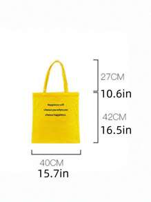 Shoulder Casual Versatile Slogan Print Large Capacity Tote Bag, Artistic Style School Bag & Bookbag For Women Or Students, Perfect For Books, Shopping, Back To School And More