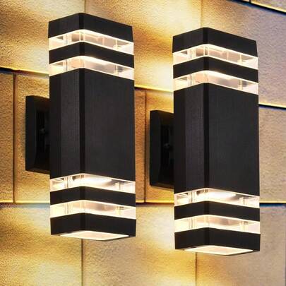 E27户外壁灯，方形/圆形防水户外装饰照明灯具，适用于庭院/楼梯/街道/室内/花园/客厅/浴室/厨房/卧室/走廊/室内外墙面。