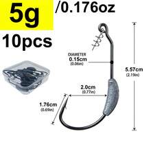 10pcs A Box Premium Weighted Lure Hook With Twist Lock, 2g/2.5g/3g/4g/5g/7g/9g Crank Offset Fishing Hook With Spring Locking Pins Fish Hooks Fit For Texas Rigs Fishing Tackle - Grey - View 17