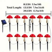 Solar Mushroom Light, 8LED/12LED/20LED Outdoor Garden Mushroom Solar Light, 8 Lighting Modes Of Solar Mushroom Light, Suitable For Garden Terrace Path Lawn, Wedding, Party Decoration