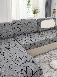 1pc Printed Stretch Sofa Seat Cushion Cover, L-Shaped Sectional Sofa Cover, Independent Sofa Backrest Cover, Furniture Protector, Stretch Sofa Cushion Cover - Grey - View 2