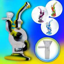 Figura de vidrio y goma, recipiente de vidrio, accesorios de fumado - Amarillo Mostaza - Ver 1