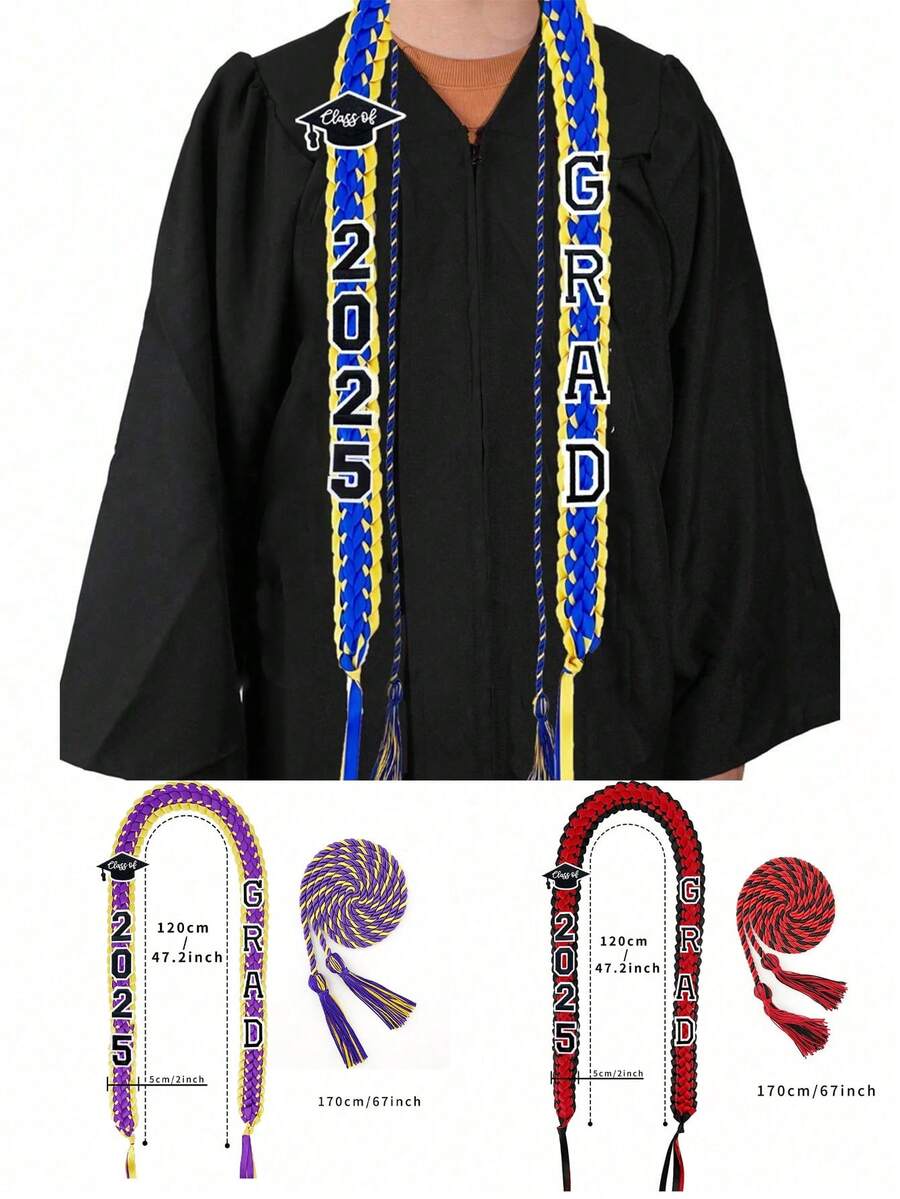 Collar de graduación de fibra de poliéster ligero - Corona de cinta de graduación de doble capa - Cordón de honor