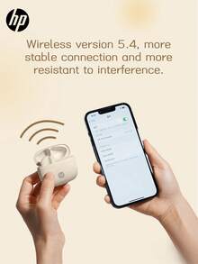 HP 5.4 In-Ear Wireless Earbuds, Free Beautiful 3D Stickers, 30 Hours Of Battery Life, IPX4 Waterproof, Compatible With Apple And Other Devices, Cute Gift, USB To Type-C