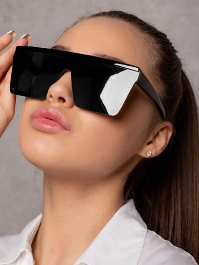 1pc Women's Large Frame Fashion Glasses High-End Look Face Slimming Glasses Beach Accessories For Women Glasses Shades Y2KFest MusicFest