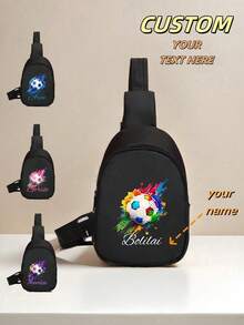 Custom Mini Chest Bag, Can Print Personalized Name Or Holiday Greetings. Create Your Own Exclusive Bag, Back To School Backpack, Crossbody Bag, Suitable For Daily School, Travel, Vacation And Other Occasions. Multi-Functional, Decorative, Letter Pattern, Fashionable, Soft, Modern, Colorful, Cute, Adorable, Casual, Customized, Personalized - Multicolor - View 5