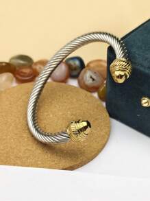 1pc 7mm Stainless Steel Open Bangle Bracelet, Elegant And Fashion Classic Design, Gift For Mom, Lover, Friend