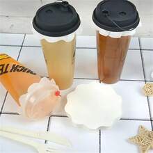 100 Miếng Lót Nắp Cốc Chống Rò Rỉ Màu Trắng - Tấm Giấy Tròn, Chống Thấm Nước Và Chống Tràn, Thích Hợp Cho Cốc Đựng Đồ Uống, Hoàn Hảo Cho Trà Sữa, Cà Phê, V.v. - Hoàn Hảo Cho Halloween, Giáng Sinh, Phục Sinh, Lễ Tạ Ơn, V.v. - trắng - Xem 8