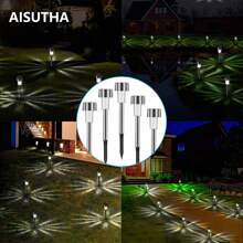 AISUTHA 10 Pcs Outdoor Solar Lights, Made Of Durable And Rust Proof Stainless Steel Material, Easy To Install Without Wiring, Suitable For Lighting Decoration In Terraces, Lawns, Paths, And Gardens