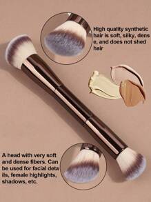 2 piezas Pinceles de maquillaje profesionales de doble cabeza, pincel para polvos, pincel para rubor, herramientas cosméticas, fibras suaves, fácil de transportar, pincel de viaje